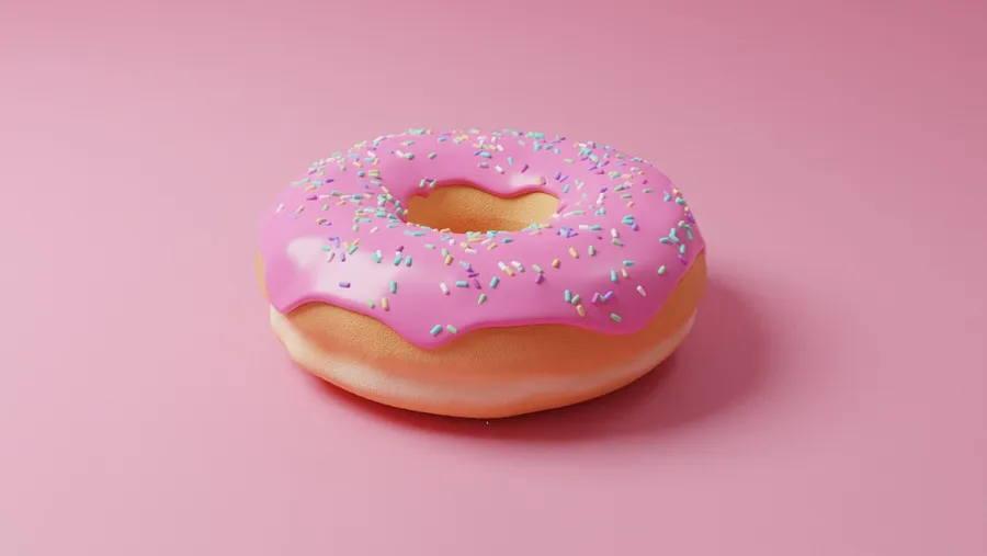 Ilustrasi mimpi donat — pink doughnut with pink icing on top