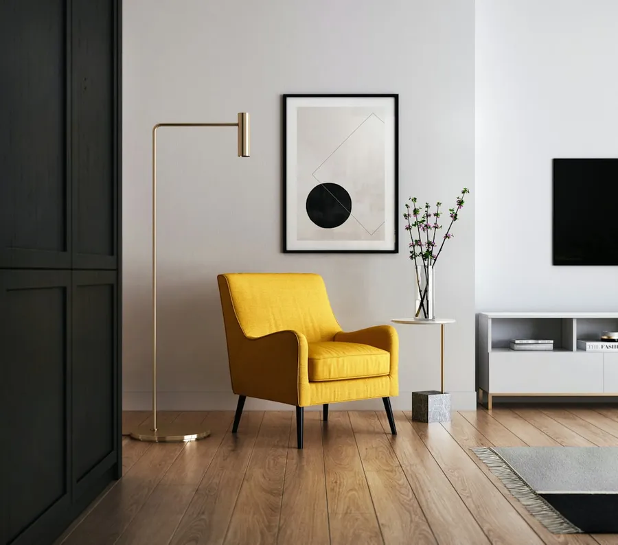 Ilustrasi mimpi kursi — brown wooden framed yellow padded chair