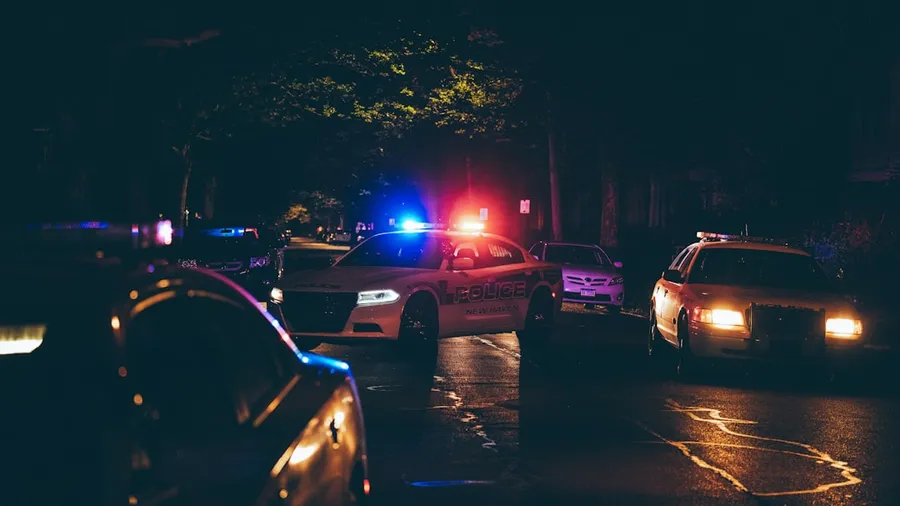Ilustrasi mimpi polisi — A couple of police cars parked in a parking lot